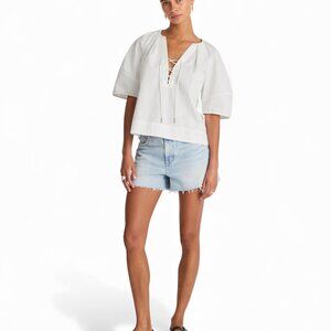 Madewell Poplin Lace-Up Top Size Small